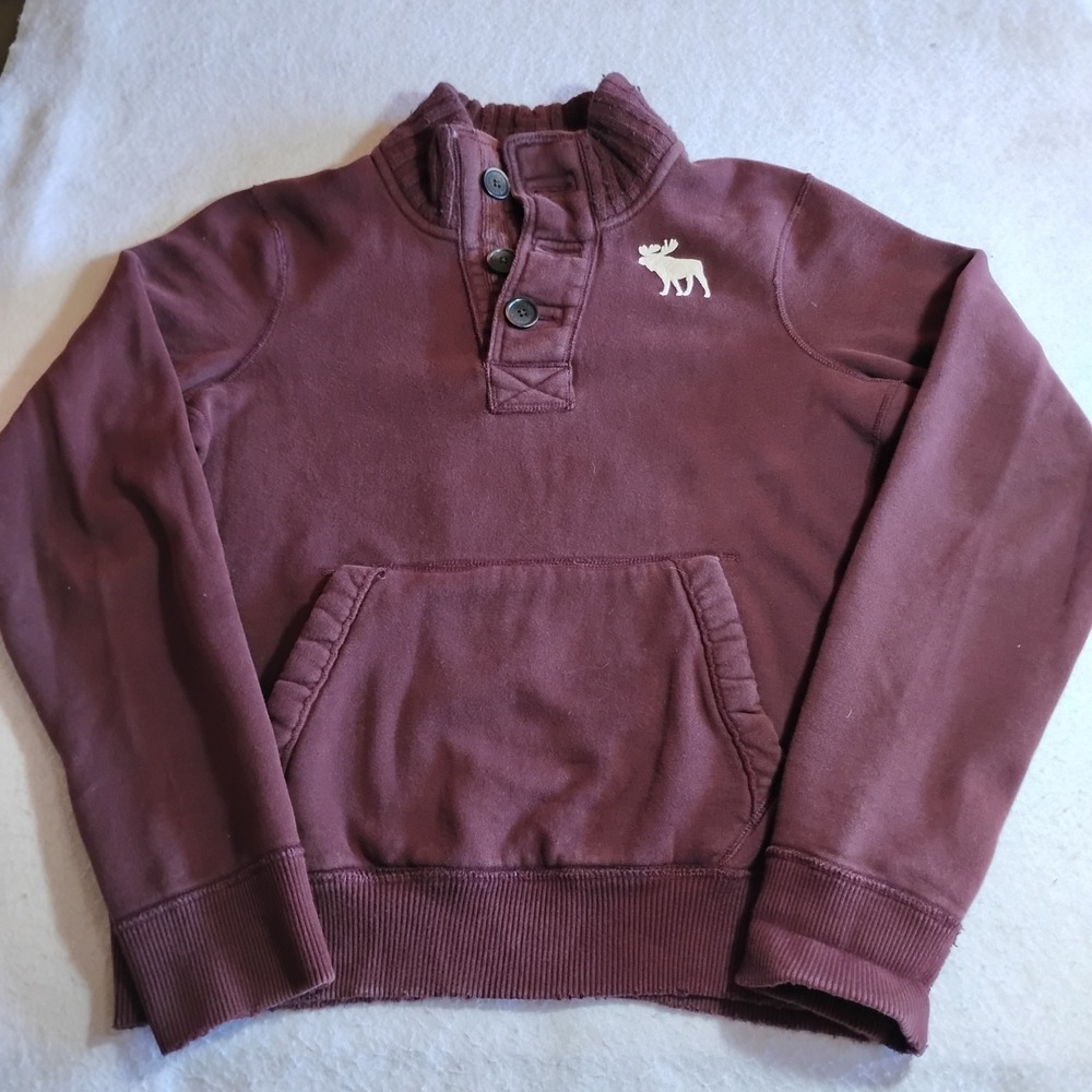 Y2K Abercrombie & Fitch Mens Muscle Fit Mock Neck Button Pullover Burgundy Large